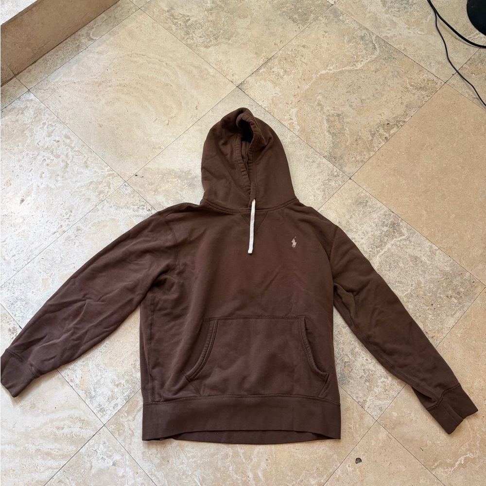 Ralph Lauren Brown Hoodie with White Drawstring